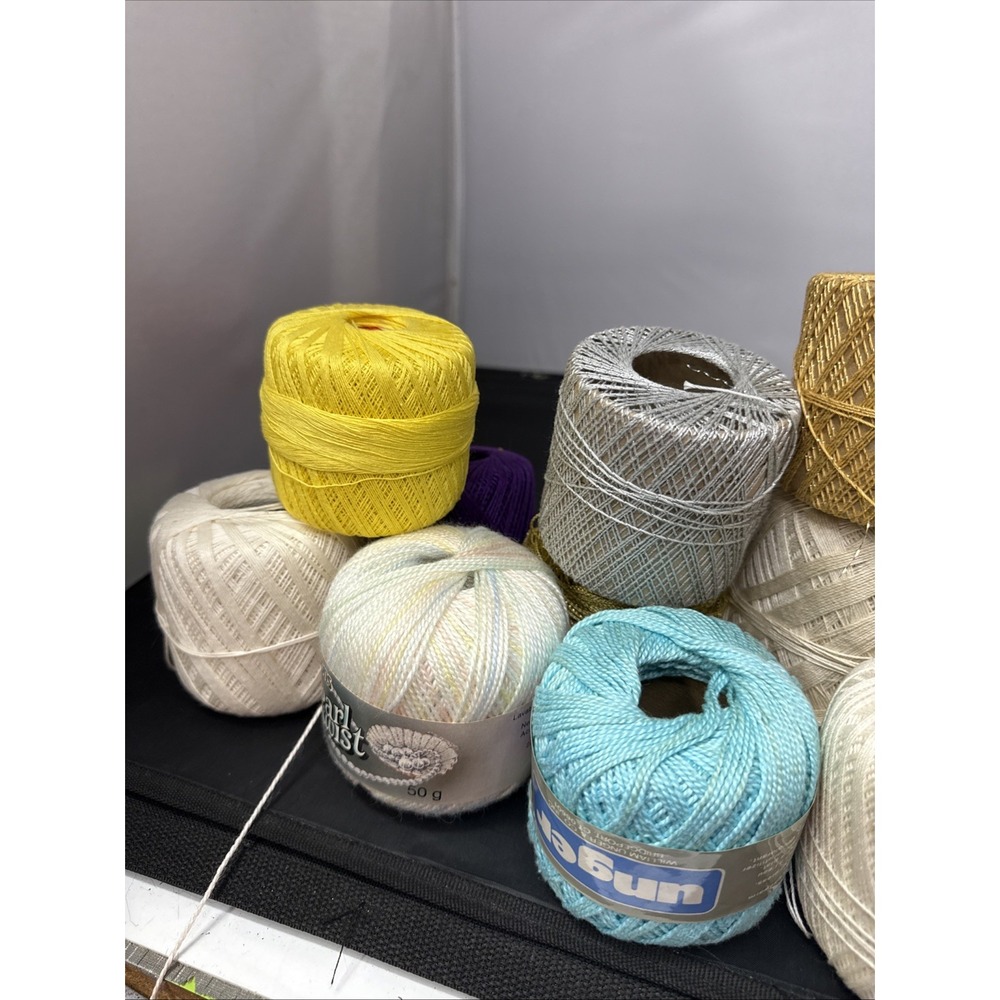 lot of 12 assorted skeins of crochet some new some used
